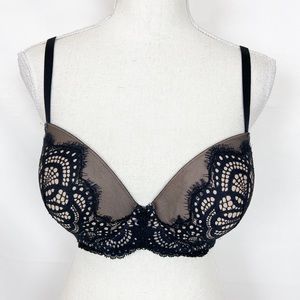 Victoria’s Secret Dream Angels Lined Demi Bra Size 32DDD Black Lace